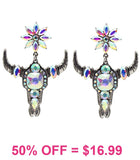 Silver & Bling Steer dangle Earrings