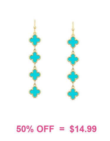 Dainty small turquoise clover earrings