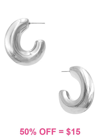 Silver Chunky Hoop earrings - medium size