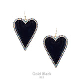 Black Heart enamel earrings with bling trim