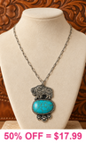 Silver necklace with Buffalo & Turquoise stone pendant