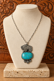Silver necklace with Buffalo & Turquoise stone pendant