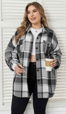 L,XL,2X,3X : Grey plaid shacket