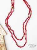 Red & Leopard Crystal Beaded 60" Layering Necklace