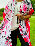 Floral Rose sheer kimono shawl