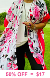 Floral Rose sheer kimono shawl