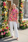 Tropical Pink & Yellow Top With flowers