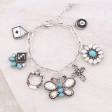 Bling & Turquoise silver Charm bracelet