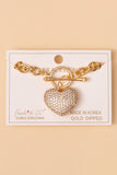 Gold chain bracelet with bling heart