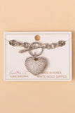 Silver chain bracelet with rinestone bling heart