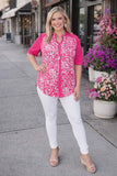 Pink & White Design Printed Top