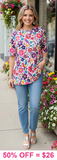 3X Colorful Floral & bird print Top