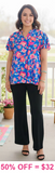 Blue Floral flutter top
