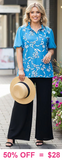 Beautiful Blue Bow Top ruffle collar
