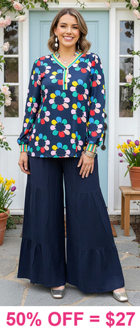 Blue Flower long sleeve top