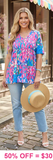 S, M, Blue & Pink Spotted Baby Doll Top