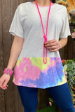 Striped shirt with tie dye border