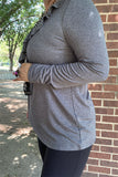 Storage Grey long sleeve top with ruffle
