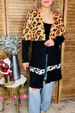 Leopard & Black waffle knit cardigan
