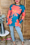 Teal & Coral floral long sleeve