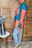 Teal & Coral floral long sleeve