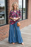 Pink, Black, Mint criss cross neck top