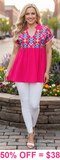 Pink top with Tribal embroidery