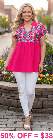 Pink top with Tribal embroidery