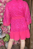 Hot Pink lace ruffle dress