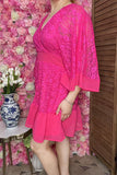 Hot Pink lace ruffle dress