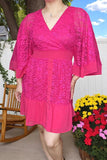 Hot Pink lace ruffle dress