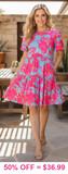 Turquoise Dress Pink Floral Print