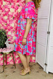 Turquoise Dress pink floral print