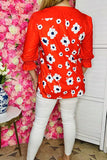 Orange Blouse with Flower print