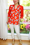 Orange Blouse with Flower print