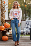 * Pumpkin & Flowers cream long sleeve top
