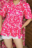 Pink & White Design Baby Doll Top