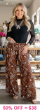 M, 2X Brown bandana paisley pants