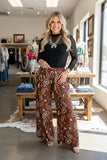M, 2X Brown bandana paisley pants