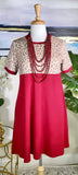 L, 2X, 3X Leopard & Maroon dress with pockets