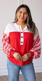3X : Candy Cane Red White Top (NWT)