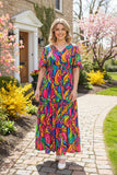 S, M, L, XL Colorful Print Maxi dress
