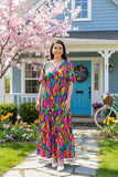 S, M, L, XL Colorful Print Maxi dress