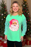 Mint SANTA Top with sequin sleeves