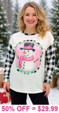 SNOWMAN Plaid long sleeve top