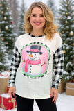 SNOWMAN Plaid long sleeve top