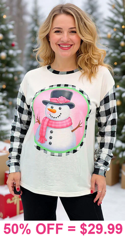 SNOWMAN Plaid long sleeve top