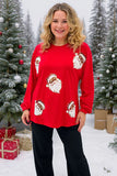 Golden Santa on Red long sleeve