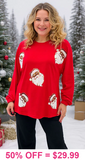 Golden Santa on Red long sleeve