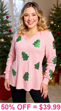 Sequin Trees Blush sweater textured top